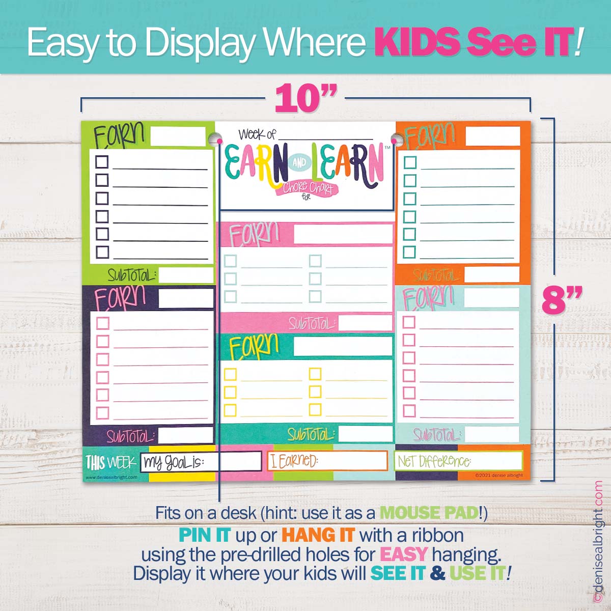 Earn & Learn® Kids Money Management Chore Chart Pad | Dry Erase Savings Tracker for School Age Kids