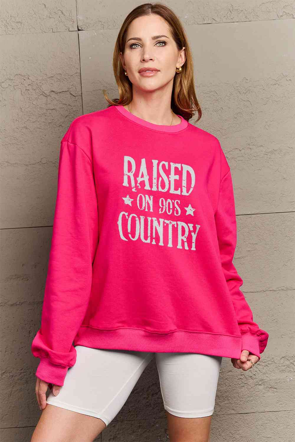 Simply Love Full Size RAISED ON 90'S COUNTRY Graphic Sweatshirt